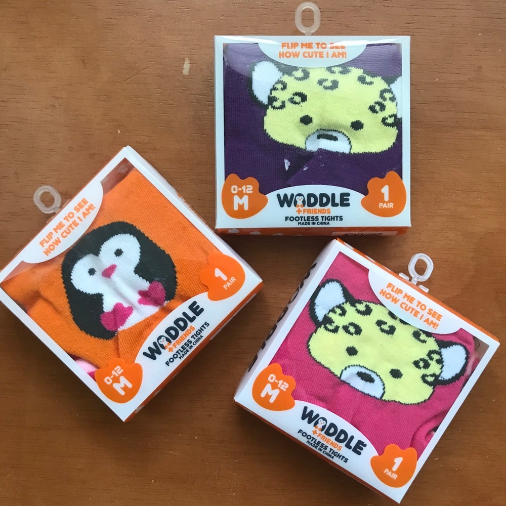 Waddle NEW Footless Tights Penguin Smow Leopard